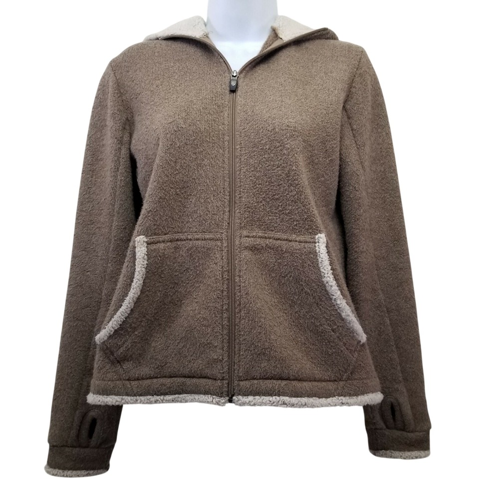 Kuhl S Tan Jacket Full Zip APRES Hoodie Alfpaca Fleece Pockets‎ Winter Layer